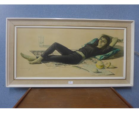 A Vladimir Tretchikoff print, Erica, framed 