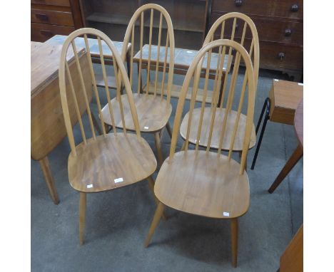 A set of four Ercol Blonde elm and beech Quaker chairs 