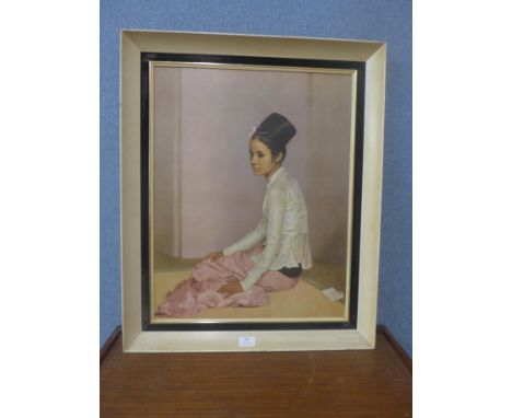 A Sir Gerald Kelly print, Saw Ohn Nyum, framed 
