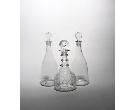An Irish (Cork) decanter and stopper   late 18th century, the moulded base cut above with a star and diamond motifs, the neck