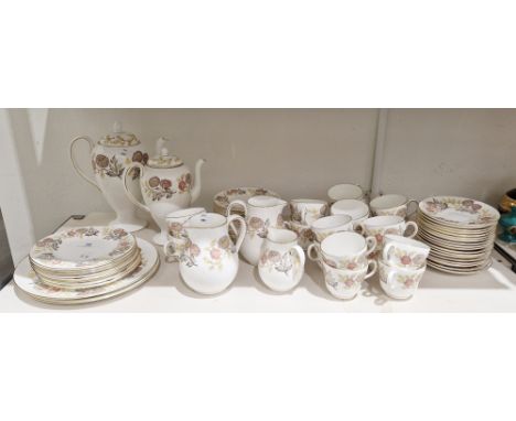 Wedgwood bone china Lichfield pattern part tea and coffee service, 20th century, printed black and gilt marks, printed with f