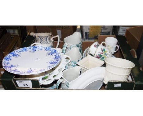 Royal Albert blue footed cake stand, a Furnivals Ltd Old Chelsea part dinner service, a Spode Marlborough Sprays part tea ser