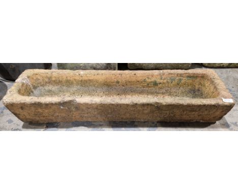 Terracotta stone long rectangular garden planter, 14cm high x 87cm long