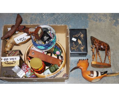 African Carvers painted and carved Hoopoe Special Edition 50/500, a Smiths mahogany cased wall-mounted barometer and thermome