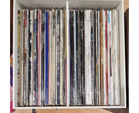 Box containing a mix of 1960's/70's vinyl LPs&nbsp;(some later re-issues) including five by Bob Dylan, Ry Cooder, Elton John,