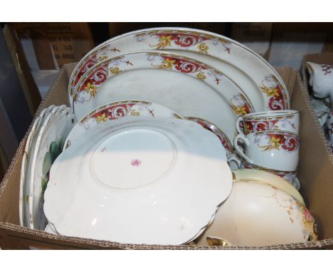 Daffodil and acanthus decorated part dinner and tea service&nbsp;to include service plates, teacups, etc, an assortment of ce
