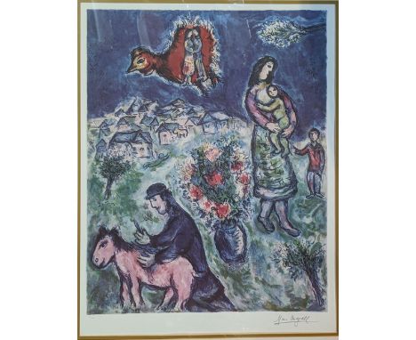 After Marc Chagall (1887-1985), Sur La Route Du Village, lithographic print, signature within print, pencil numbered out of 5