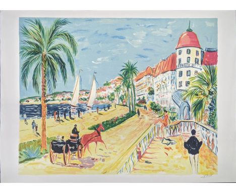 After Picot, Cannes, lithograph, signed within print, 50cm x 70cm