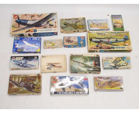 Quantity of Airfix, Revell, and other boxed scale model kits to include; Spad XIII, Thunderbolt Republic P-47D, Corsair F4U-1