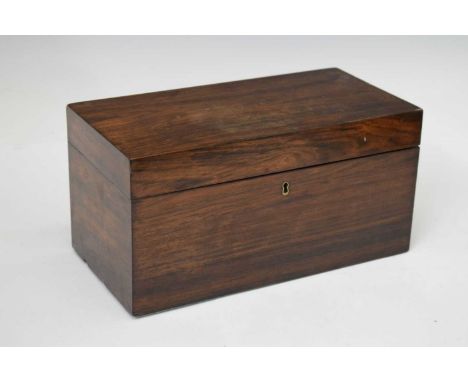 19th Century rosewood tea caddy, complete with canisters and glass mixing bowl, 30cm x 15cm x 15cm high 