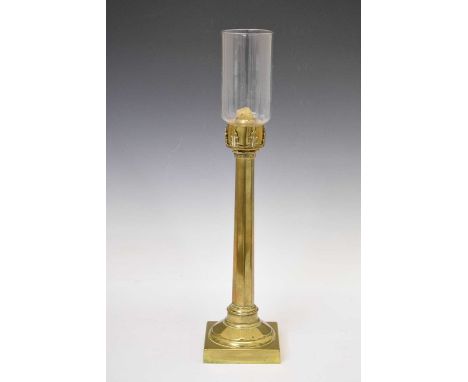 19th Century brass candle lamp, 52cm high