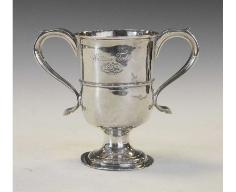 George III silver twin-handled trophy with later inscription 'William Todd 1824', Newcastle, sponsor's mark for John Langland