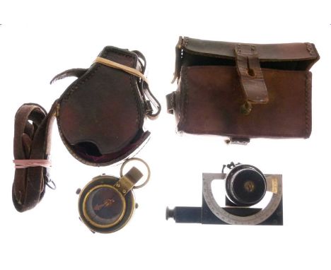 First World War Verner's Pattern compass no.110987, with leather case, together with two World War II measuring instrument, e