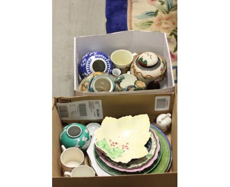 A Mixed Lot of Ceramics including Hadley's Worcester Jar (a/f), Three Oriental Ginger Jars, Quantity of Commemorative Ceramic