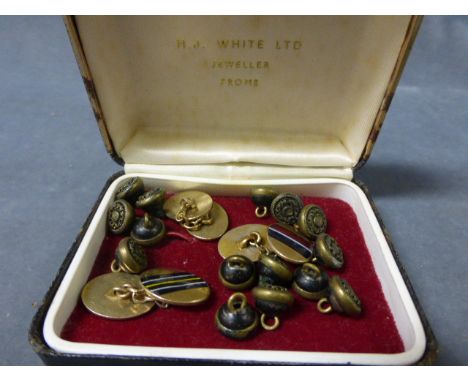 A Pair of Gold Plate and Enamel Cufflinks, RAF Enamelled Cufflink plus approximately fifteen old buttons 