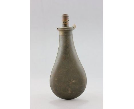 A Brass and Steel Powder Flask 