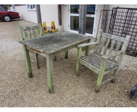 Wooden Garden Bench and Two Garden Chairs