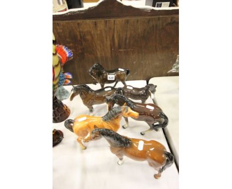 A Royal Doulton Brown Horse, Beswick Brown Horse and Four Other Brown Ceramic Horses