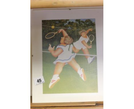 Mounted Beryl Cook Print - playing tennis