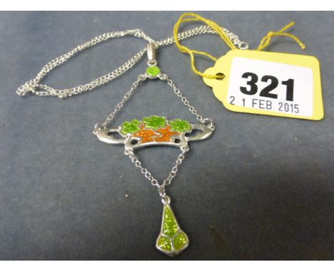 A Silver and Enamel Pendant Necklace 