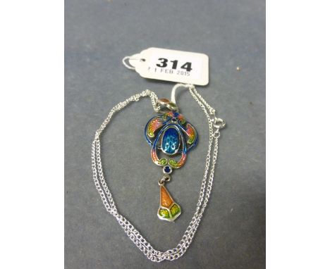 A Silver and Enamel Set Art Nouveau style Necklace 