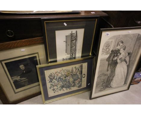 An Oak Framed Steel Engraving of Isambard Brunel, Framed and Glazed Print of Express Passenger Engine Duke of Cornwall 'Great