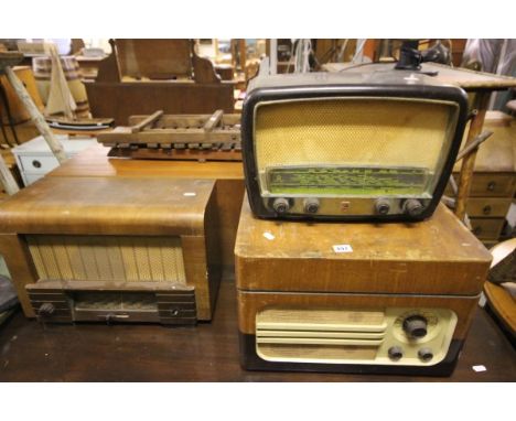 A Vintage Record Player and Two Radios 