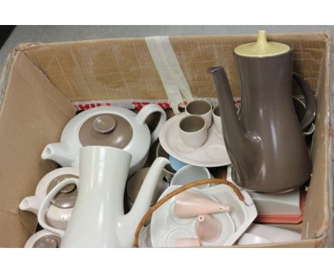 A Large Collection of Poole Duel Coloured Tea Ware including Cruet Sets, Egg Cup Sets, Tea Pots, Coffee Pots etc 