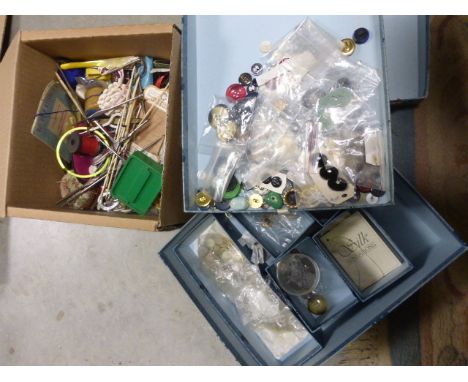 A Quantity of Small Vintage and other Sewing Items plus a box of buttons 