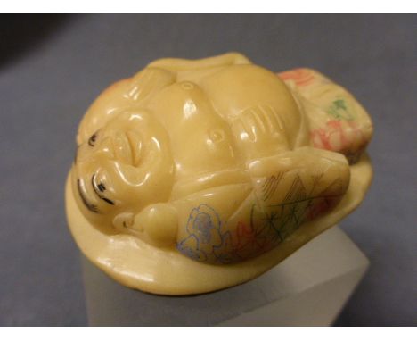 A Netsuke on Nut of a Happy Buddha 