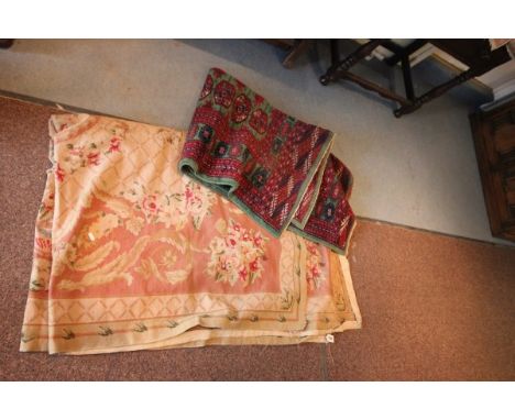 A Wool Work Tapestry/Throw plus a Rug