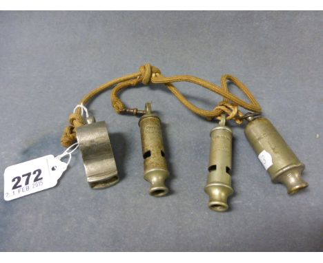 Four Vintage Policeman Whistles including The Acme Siren and The Metropolitan 