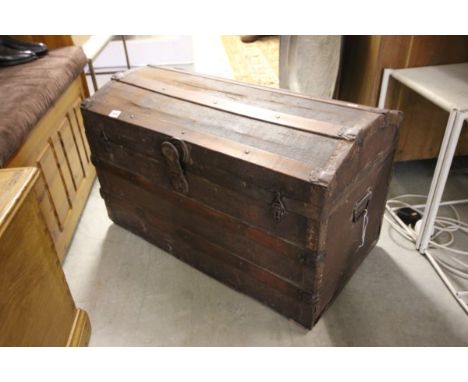 A Wooden Bound Domed Trunk 