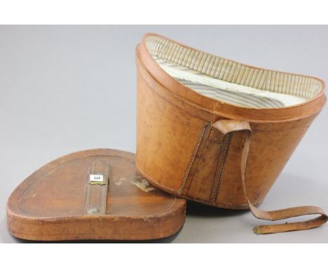 Vintage Leather Top Hat Box with lock and key