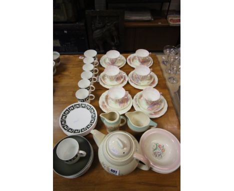 A 1930's 'Old Royal' Six Tea Cups, Saucers and Plates, Susie Cooper Teaware and Wedgwood Susie Cooper Design Coffee Can Set 