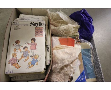 A Quantity of 1960's/1970's Sewing Patterns plus a Quantity of Vintage Lace