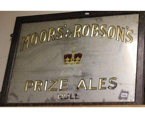 A Large Vintage Oak Framed Advertising Mirror 'Moors & Robson Prize Ales, Hull'