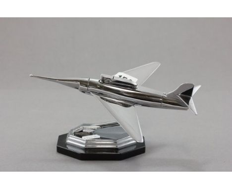 An Art Deco Chrome Jet Plane Table Lighter 