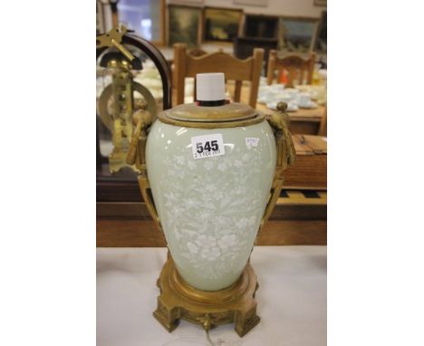 A Gilt and Ceramic Table Lamp Base 