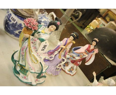 Three Boxed Danbury Mint Princess Figurines - The Harp Princess, The Rose Princess and The Plum Blossom Princess (all by Lena