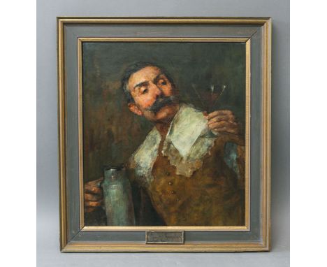 Gonzales, Juan Antonio (1842 - 1914), "Der edle Tropfen", Öl/Lw., doubliert, Rahmen m.Signatur-Schild, Bildgröße ca. 62,5 x 5