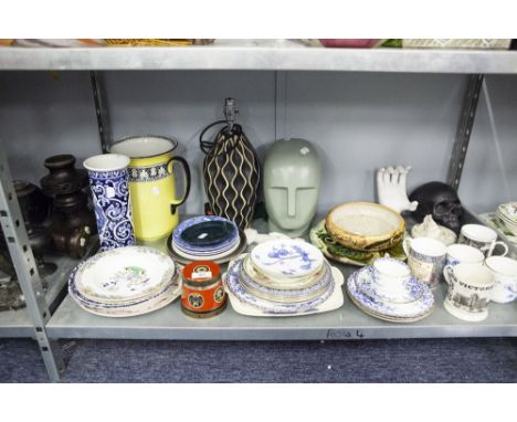 CERAMICS, MIXED LOT- DOAN POTTERS, Vietnamese grey glazed head, 10 ¼" high, ROYAL COPENHAGEN CIRCULAR, PARIAN PLAQUE, EIGHT P