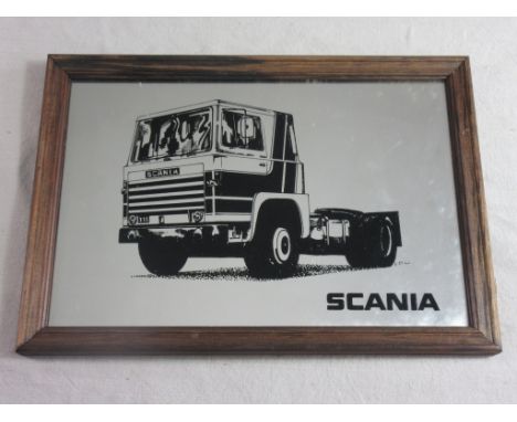 A decorative Mirror, depicting a Scania tractor  unit, approx 33cm x 23cm.
