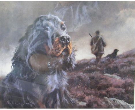 Framed Print after Mick Cawston, Spaniel, signed  and numbered 669/850, approx 10 x 12.