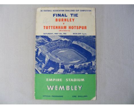 Football Programme: Burnley v Tottenham Hotspur  for the Football Association Challenge Cup Final  at Wembley, 5th May 2962.