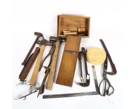 A box of Vintage Japanese hand tools, smoothing plane etc 