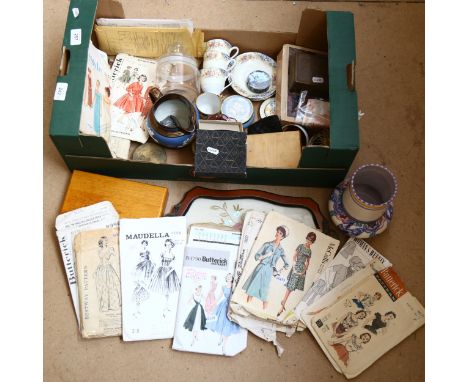 Various collectables, including brass bird cage, cigarette box, Poole Pottery vase etc 