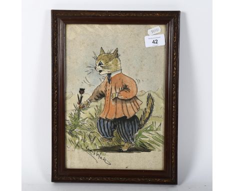 Larger Size* Let Me Think Now Framed Print by Louis Wain