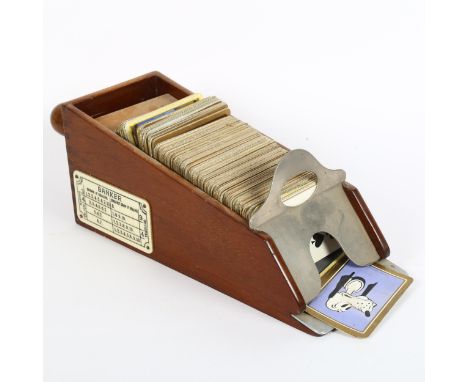 A mid-20th century mahogany Banker playing card shoe, length 38cm 