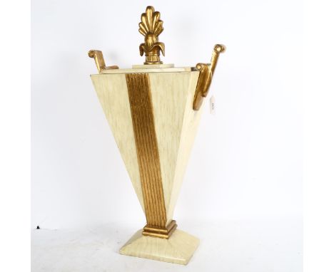 An&nbsp;Art Deco style gilded composition container and cover, height 63cm